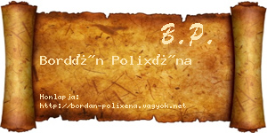 Bordán Polixéna névjegykártya